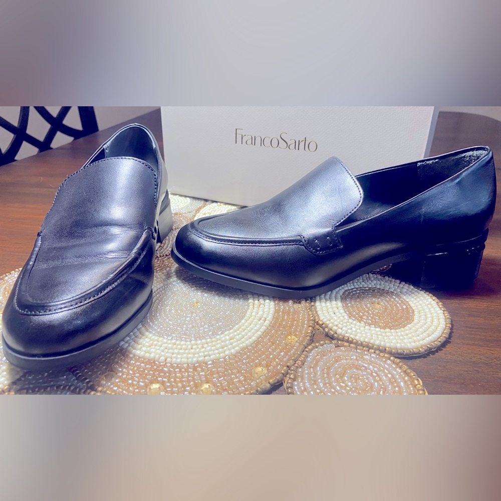 Franco Sarto Black Leather Loafers